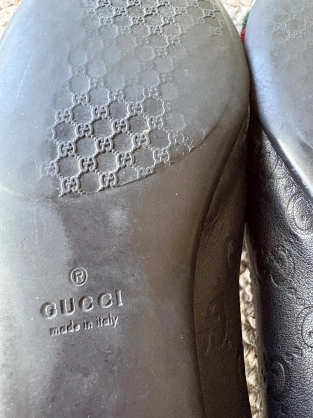 Gucci Ballet Flats 36.5 Black Leather Web Stripe Italy w Box & Dust Bag Chic - Picture 5 of 11